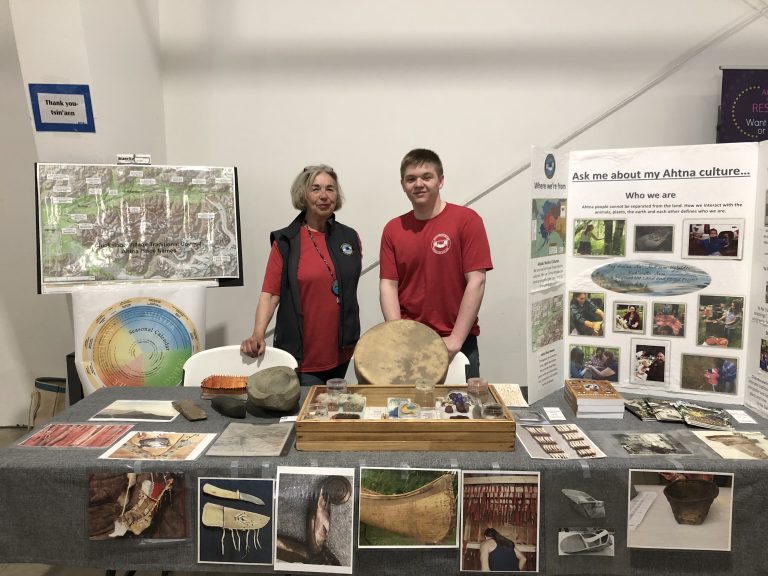 people showing stuff at a museum